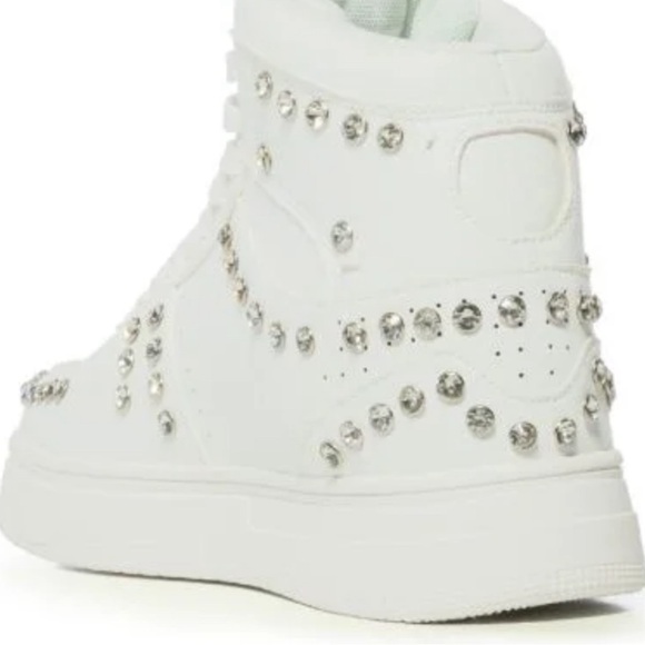 AZALEA WANG WHITE EMBELLISHED HIGH TOP SNEAKER - Picture 2 of 5